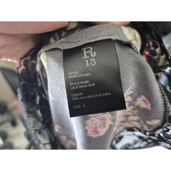 New R13 Womens Black Floral 100% Silk Lace Back Slip Midi Dress Small - Picture 13 of 13